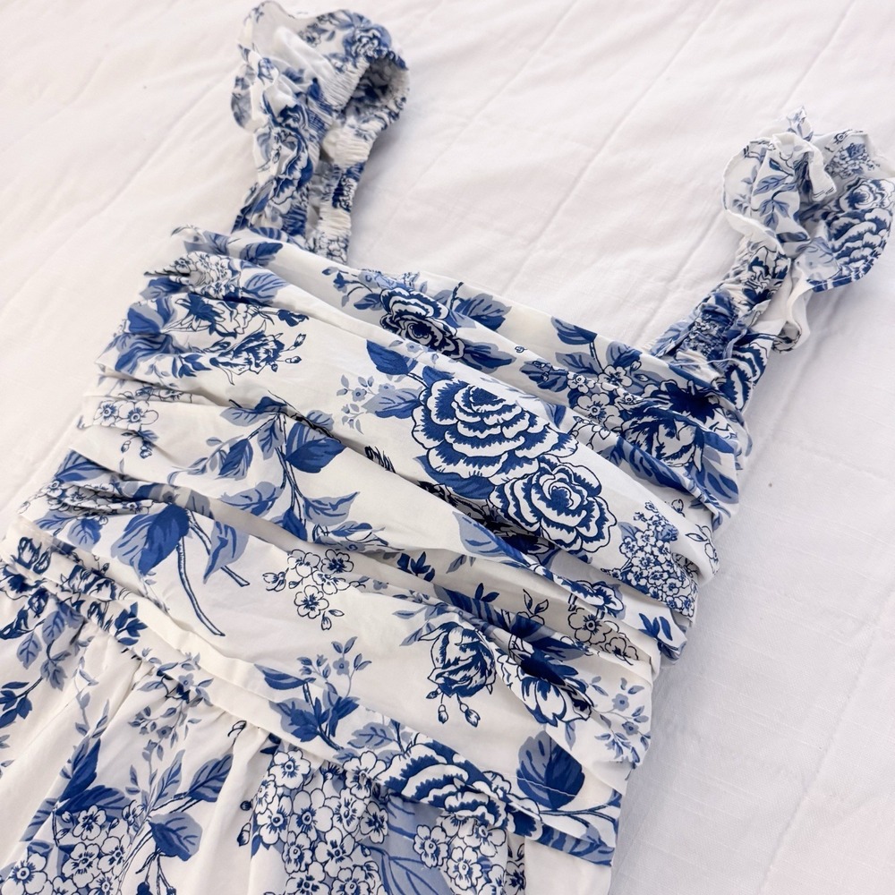 Moon River Women's Dress XS Bloom By Bloom Blue White Floral Maxi Summer $120 - Picture 3 of 10